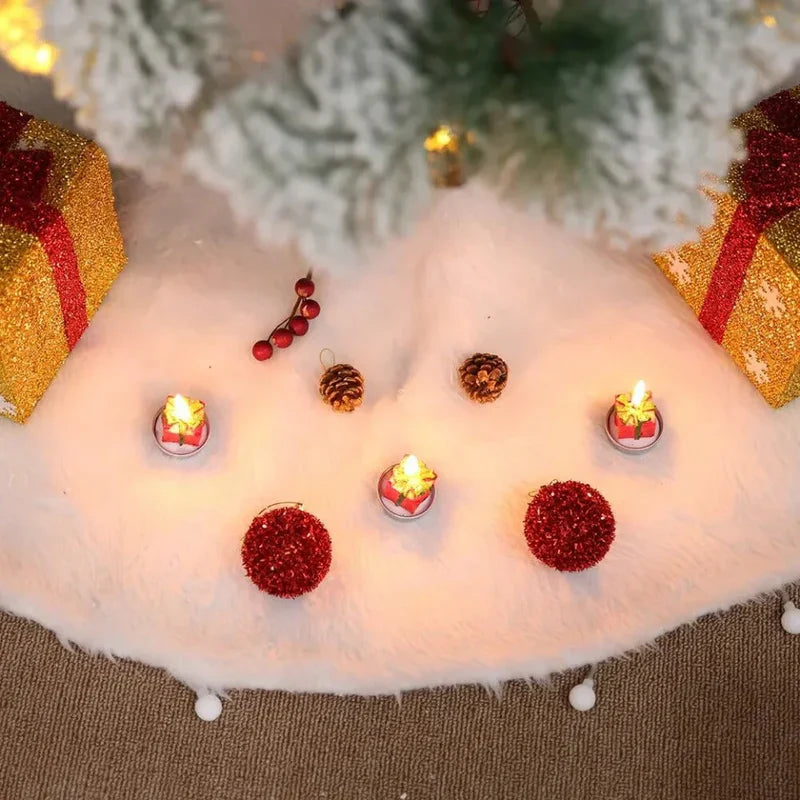 Saia para árvore de Natal Redonda Plush Neve Branca - Loja Sem Barreiras