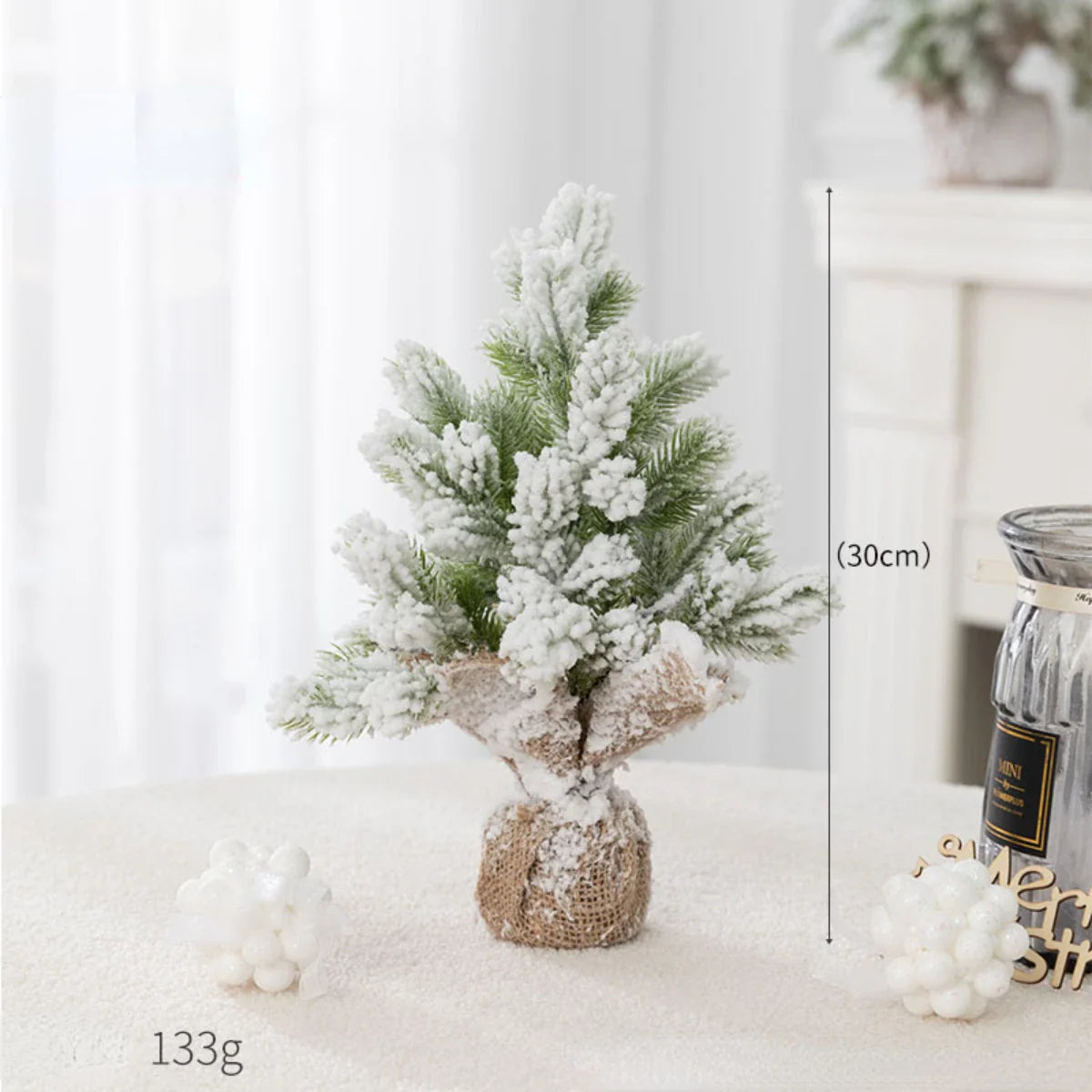 Árvore de Natal de Mesa Artificial com Neve e Luz