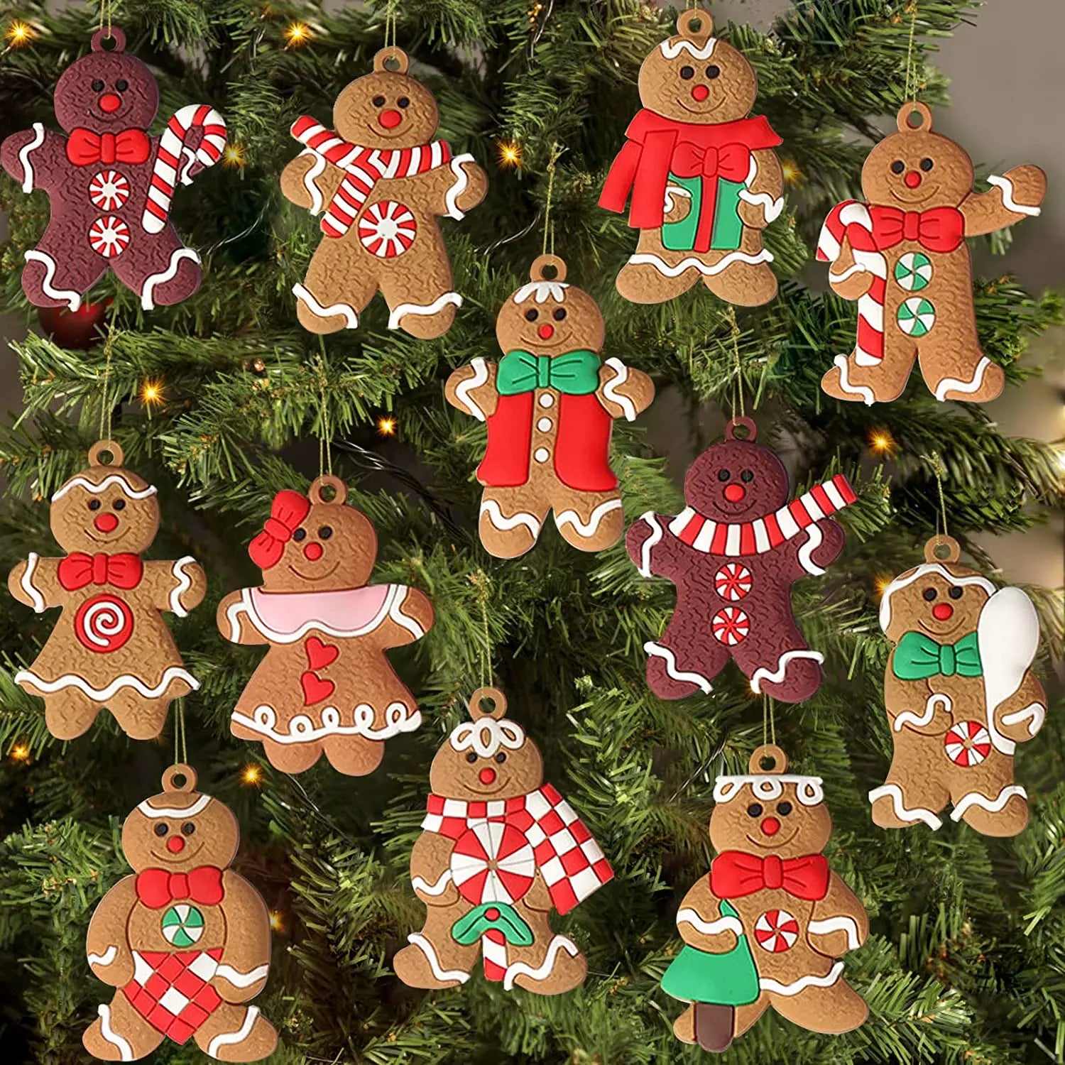 Enfeite Para Árvore de Natal em Formato de Biscoito 12 Unidades