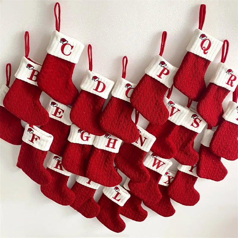 Enfeite Meias de Natal Letra do Alfabeto Decoração de Natal