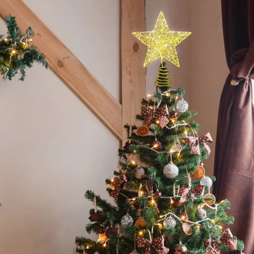Estrela LED de Ferro Para Árvore de Natal Decoração de Natal