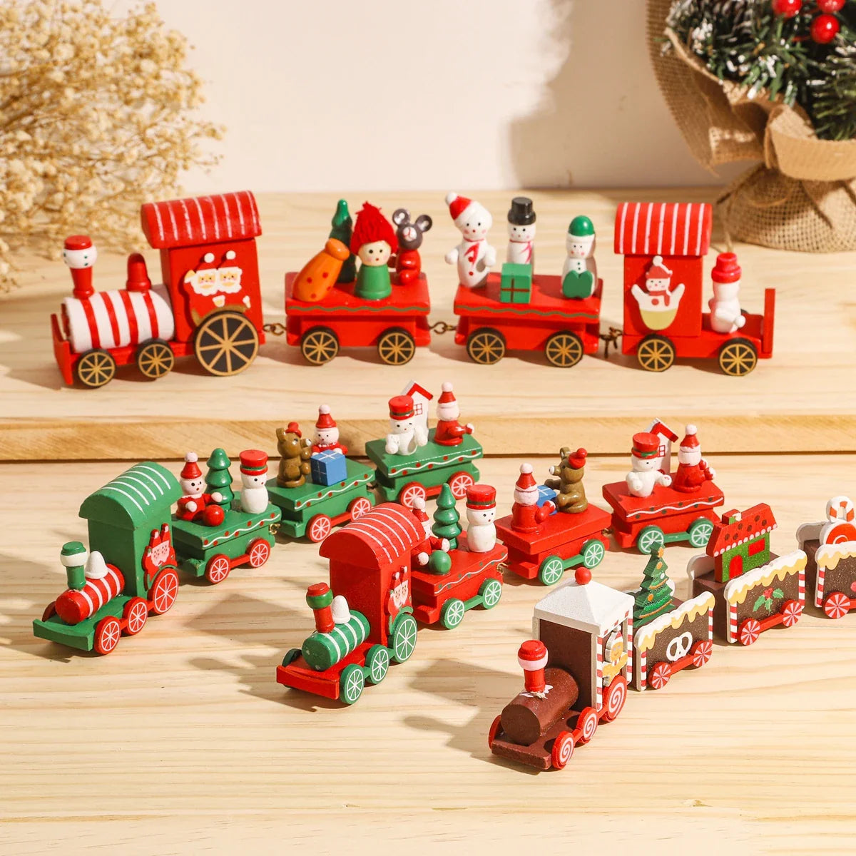 Trenzinho Natalino de Madeira Para Mesa Decoração de Natal
