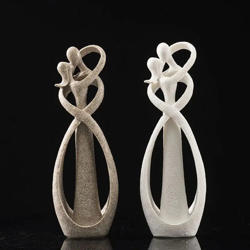 Abstract Kissing Couple Resin Sculpture