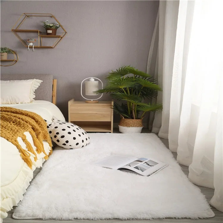 Tapete Felpudo Creme Antiderrapante para Sala e Quarto