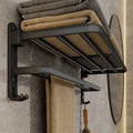 Foldable Wall-Mounted Towel Rack Black with Hook
