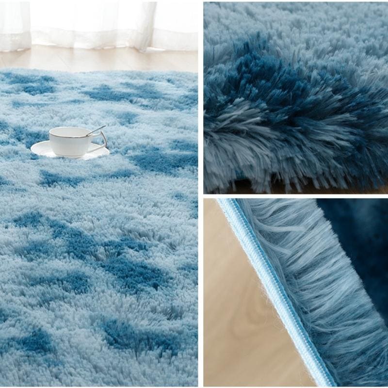Tapete Felpudo Azul Antiderrapante para Sala e Quarto - Loja Sem Barreiras