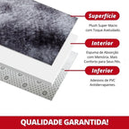 Tapete Felpudo Cinza Escuro Mescla Antiderrapante para Sala - Loja Sem Barreiras