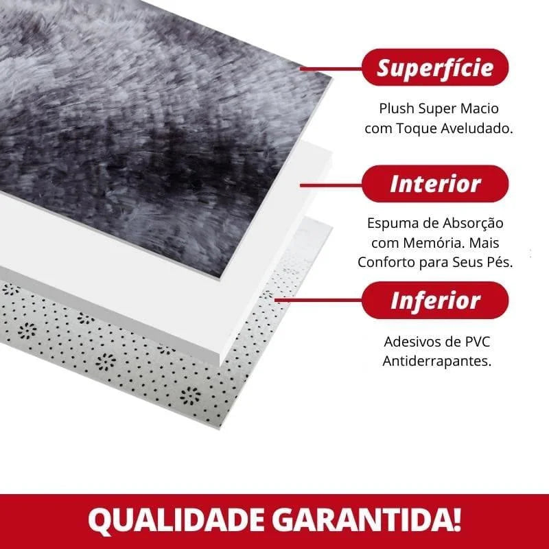Tapete Felpudo Cinza Escuro Mescla Antiderrapante para Sala - Loja Sem Barreiras