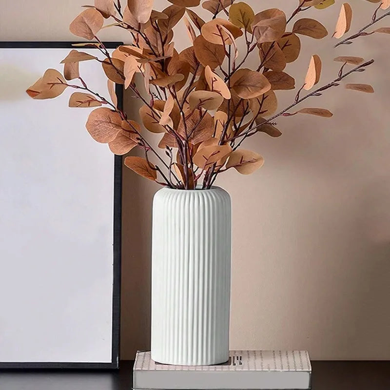 Vaso Decorativo de Cerâmica Cilíndrico para Mesa e Sala - Loja Sem Barreiras