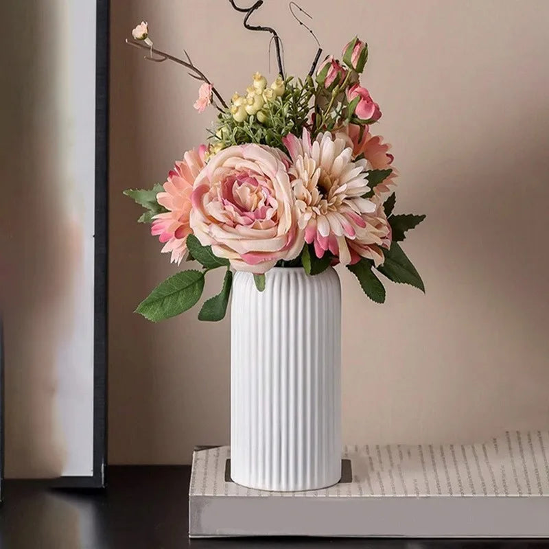 Vaso Decorativo de Cerâmica Cilíndrico para Mesa e Sala - Loja Sem Barreiras
