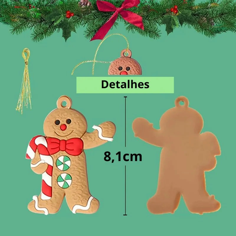 Enfeite Para Árvore de Natal em Formato de Biscoito 12 Unidades
